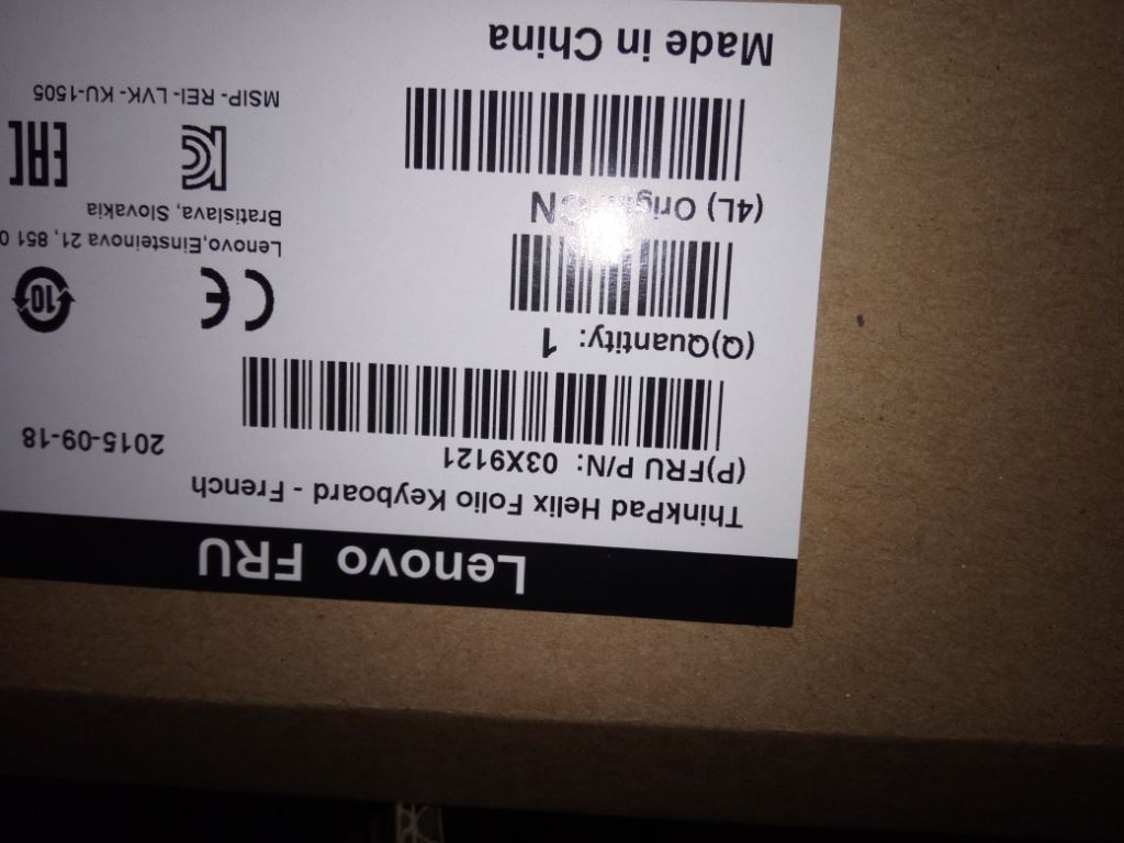 Lenovo TP Helix Folio KBD FRA French Keyboard 03X9121