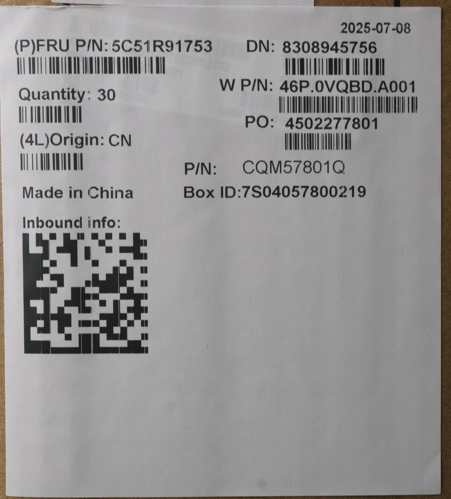 Lenovo CARDPOP FRU BD/243551 Cook-2 I/O Board 5C51R91753