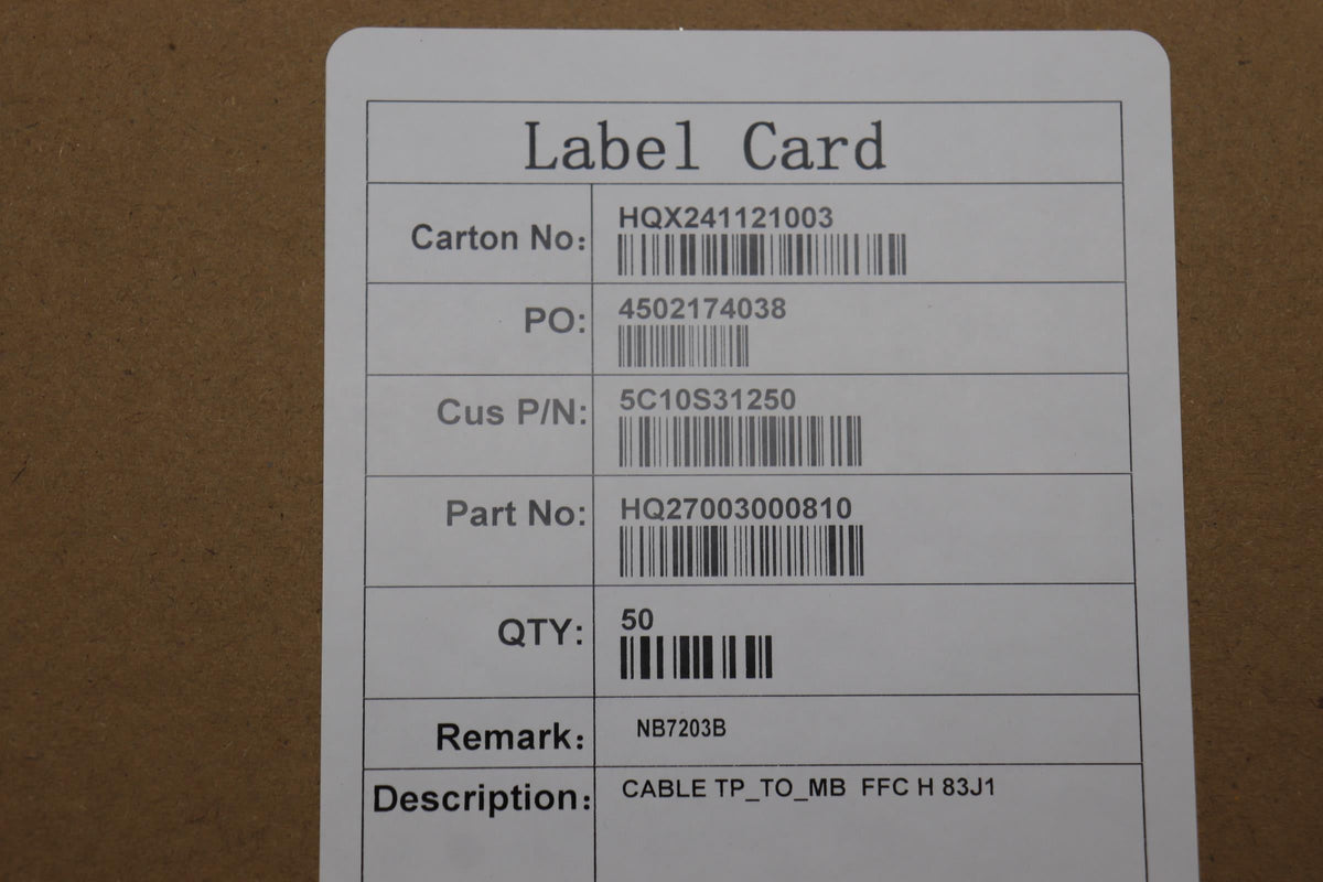 Lenovo TP_TO_MB H 83J1 FFC Cable 5C10S31250