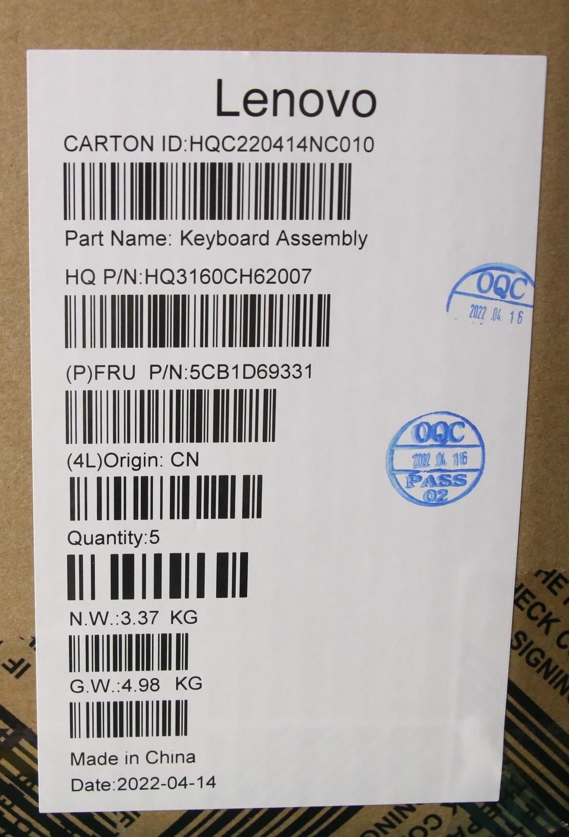 Lenovo IdeaPad 3 15IJL6 Palmrest Cover Touchpad Keyboard Belgian Grey 5CB1D69331