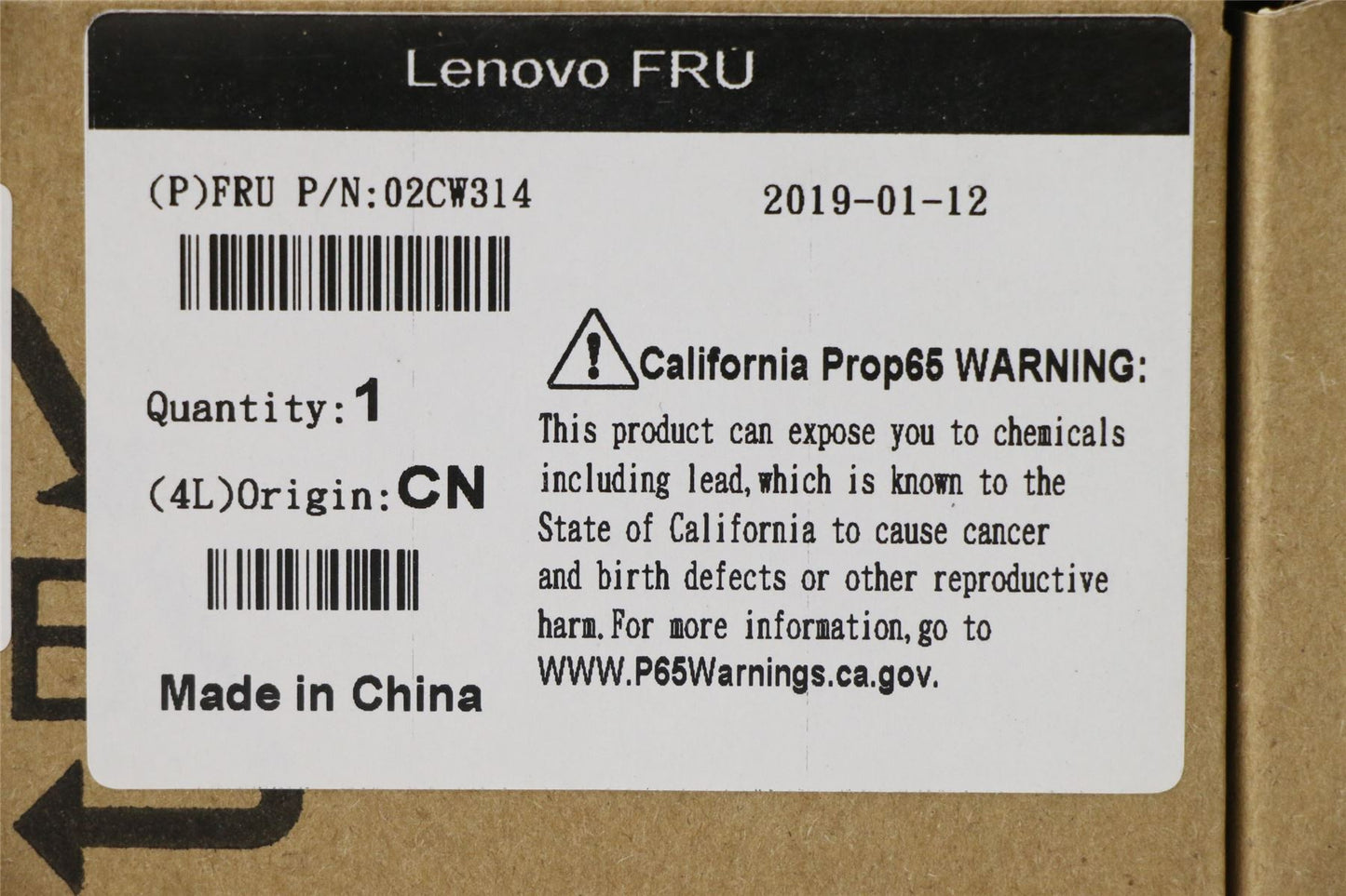 Lenovo MECHANICAL L2Non DP Label 02CW314