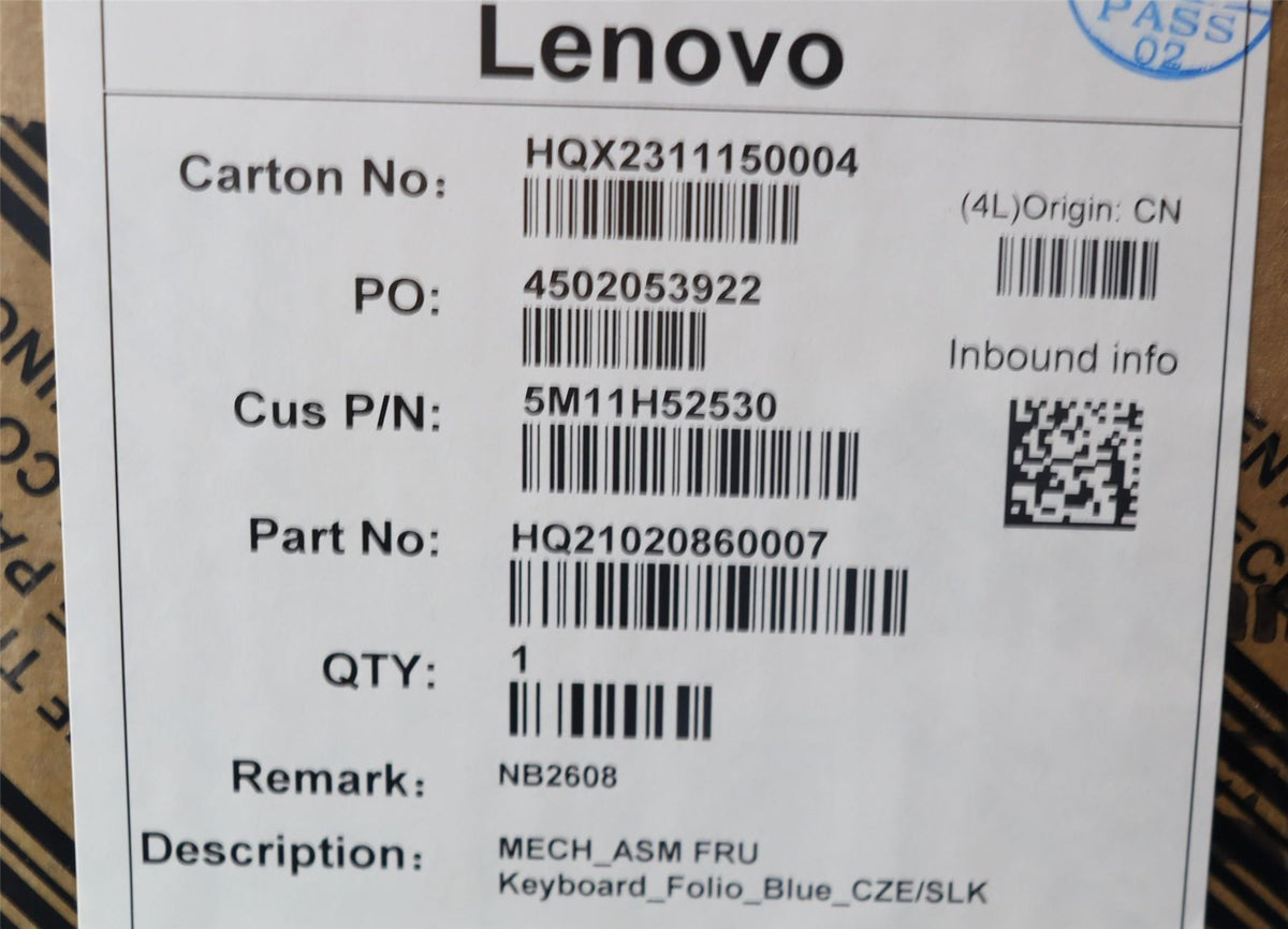 Lenovo FRU Keyboard_Folio_Blue_CZE/SLK Czech Slovak Keyboard 5M11H52530