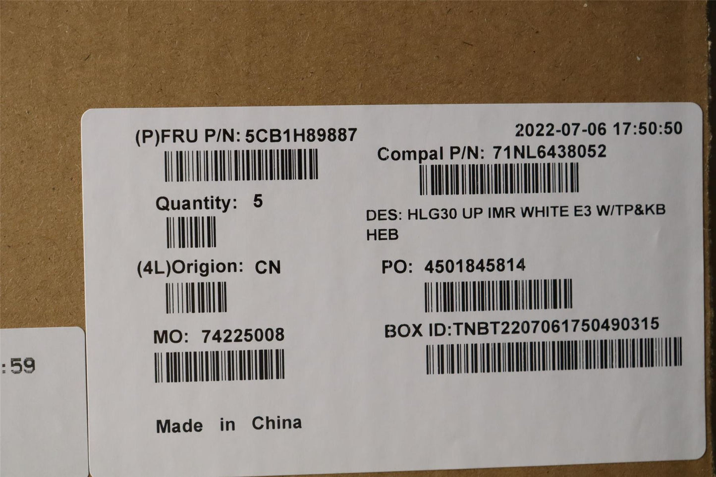 Lenovo IdeaPad 3 15IAH7 Palmrest Cover Touchpad Keyboard Hebrew White 5CB1H89887