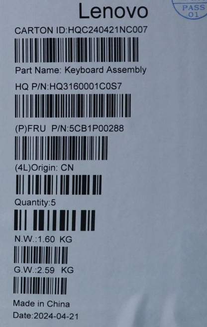 Lenovo UpperCaseASM NORDIC H83DJ NFP TT 5CB1P00288