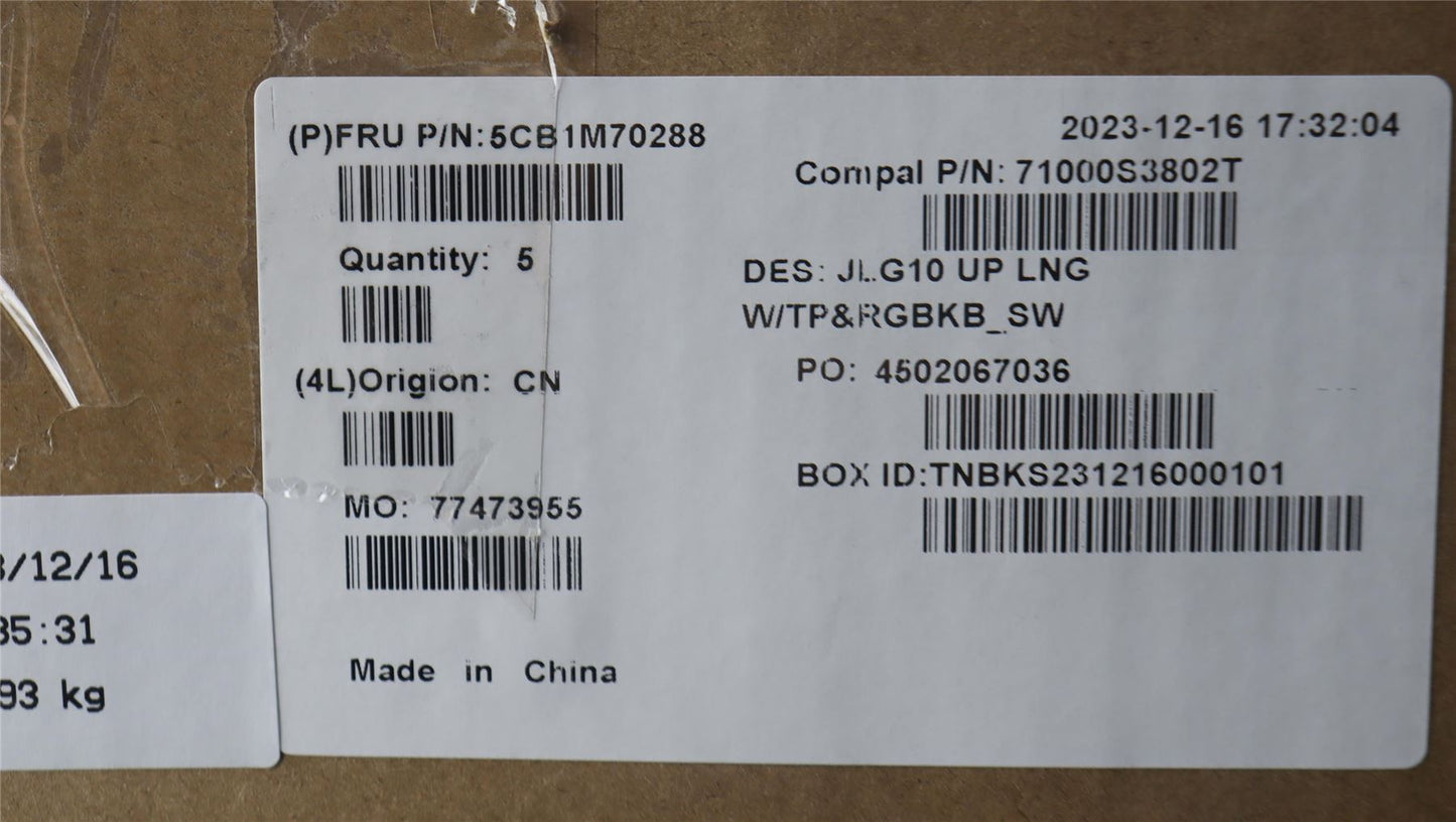 Lenovo COVER Upper Case ASM_SWS C 83DV RGB 5CB1M70288