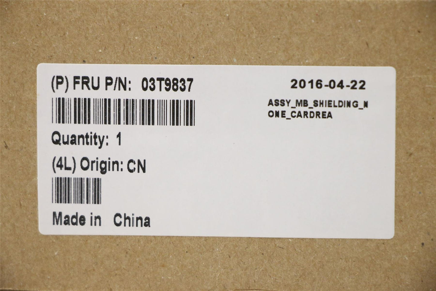 Lenovo MECH_ASM ASSY_MB_SHIELDING_CHANGS 03T9837