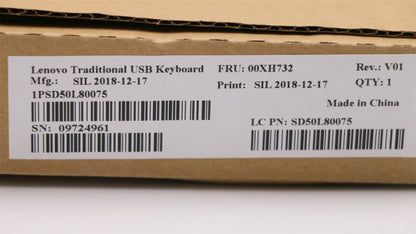 Lenovo USB TRDTNL KB BK IND Local 00XH732