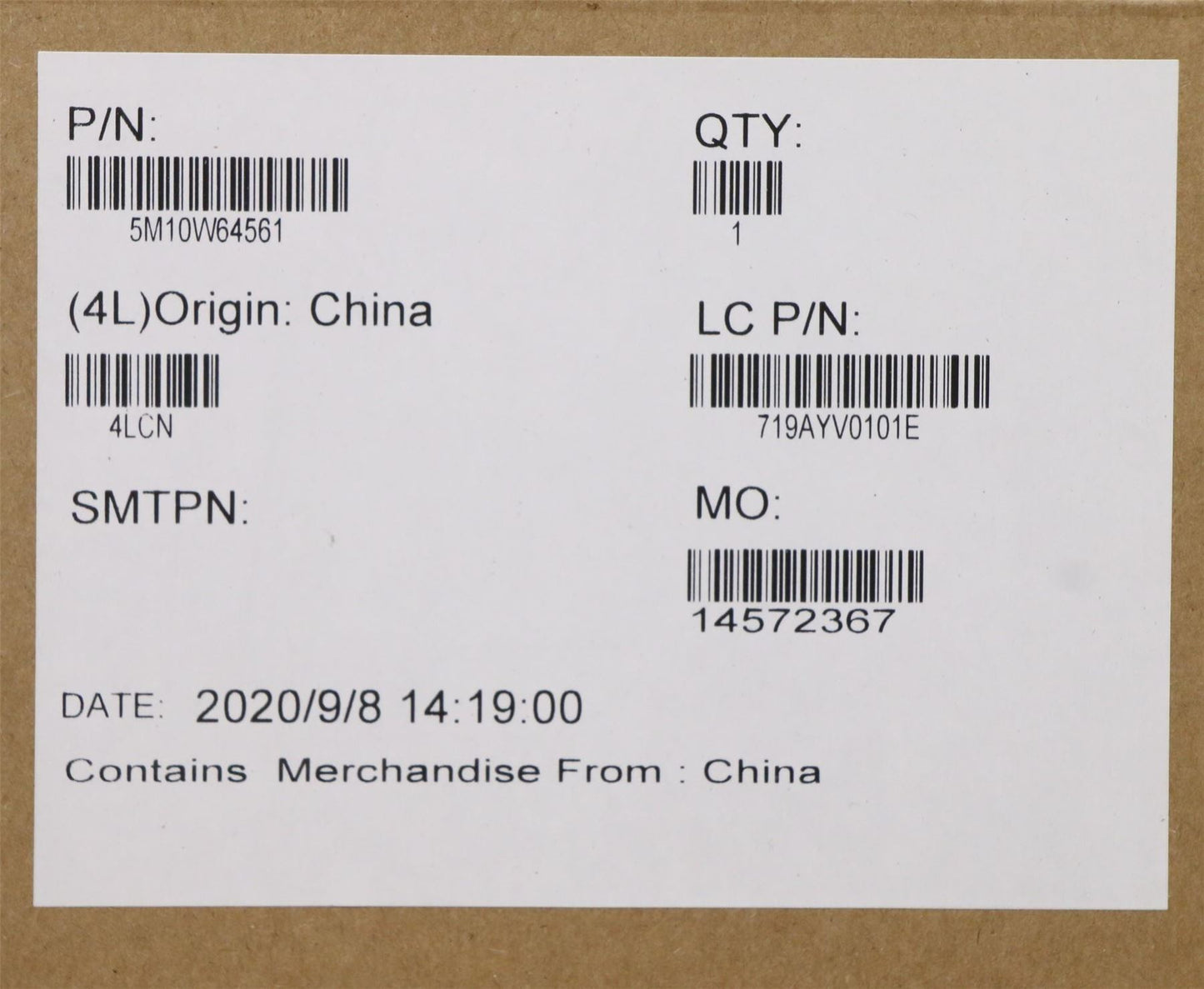 Lenovo MECH_ASM FRU ASM NBL FPR BK UK ITA 5M10W64561