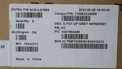 Lenovo Upper Case ASM_ENG C 82Y3 RGB 5CB1L67989