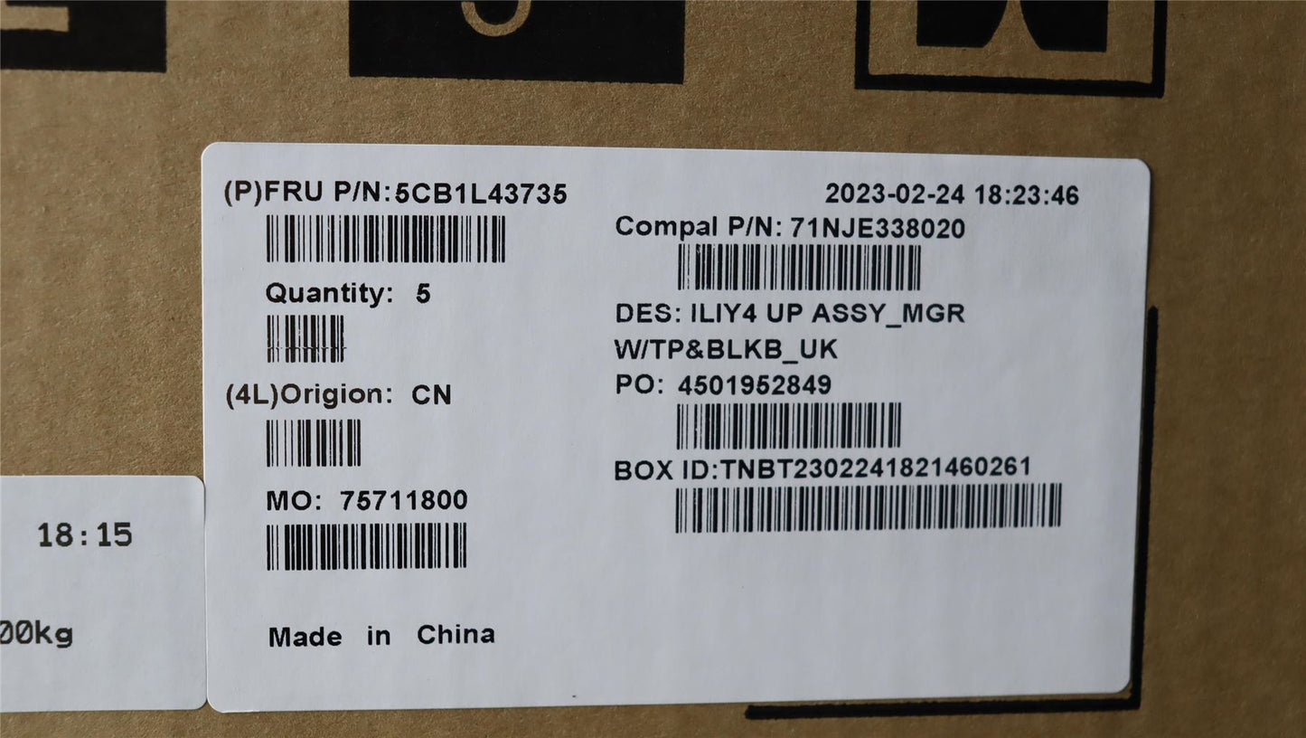 Lenovo Thinkbook 14s G3 IRU Palmrest Touchpad Cover Keyboard Grey 5CB1L43735