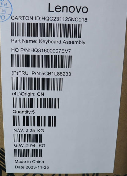 Lenovo Yoga 6 14IRH8 Palmrest Cover Touchpad Keyboard French 5CB1L88233
