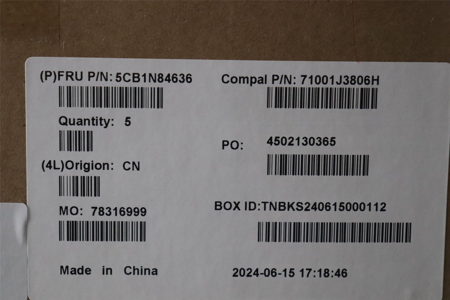 Lenovo UpperCase_SWS C 83G1 CG NFP NBL 5CB1N84636