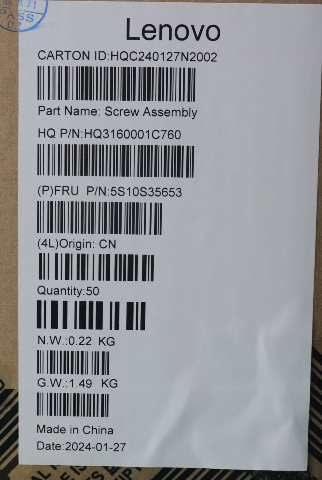 Lenovo SCREW Screw Pack H 83DL 5S10S35653