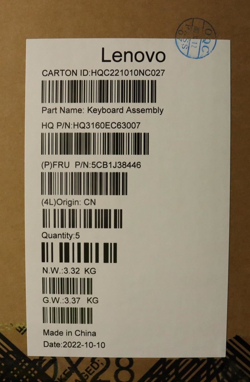 Lenovo Yoga 7 16ARH7 Palmrest Cover Touchpad Keyboard Italian 5CB1J38446