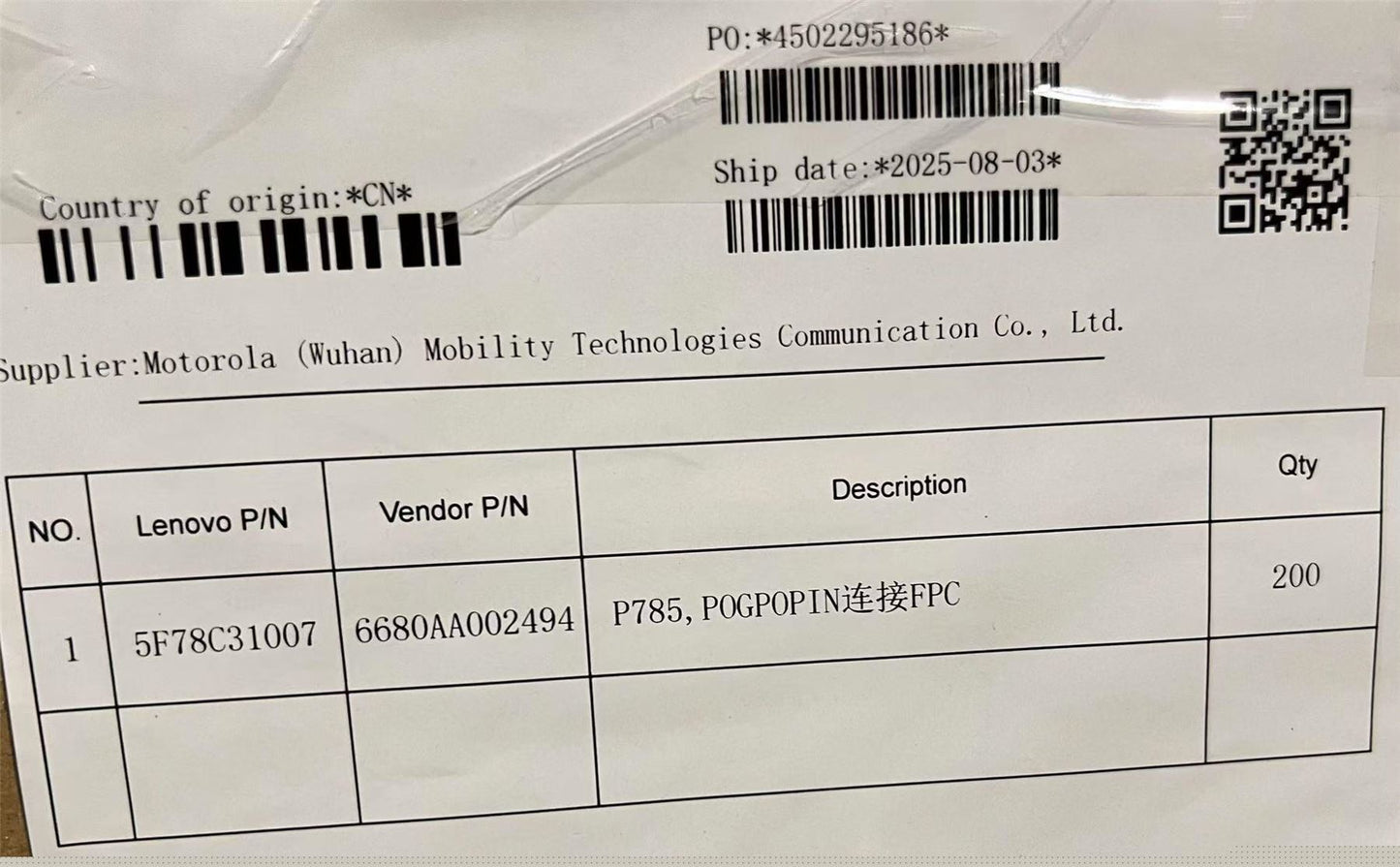 Lenovo TB361FU PG PIN_GR&*6680AA002494 CS Board 5F78C31007