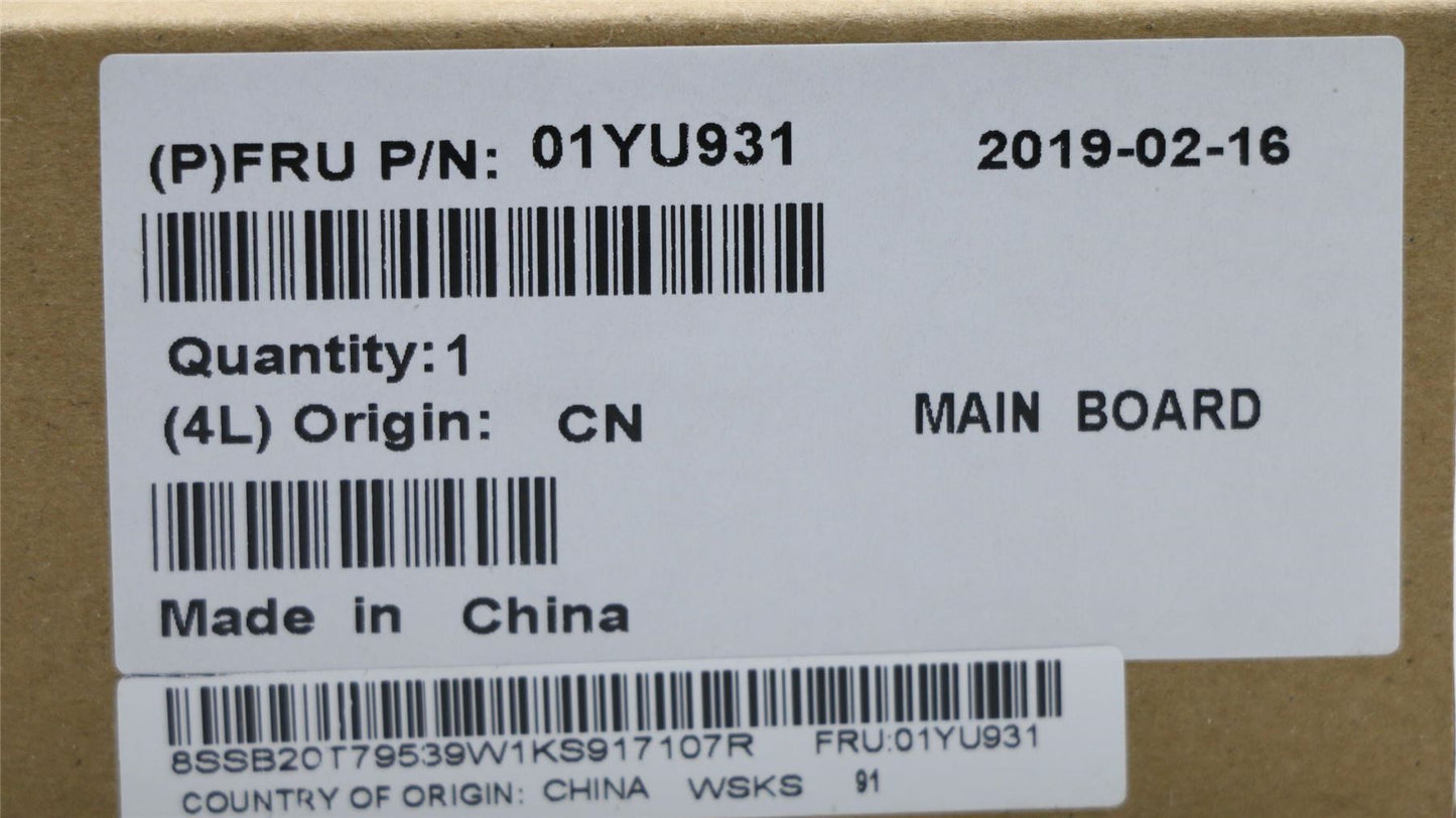 Lenovo ThinkPad P1 Gen 1 Motherboard Mainboard 01YU931