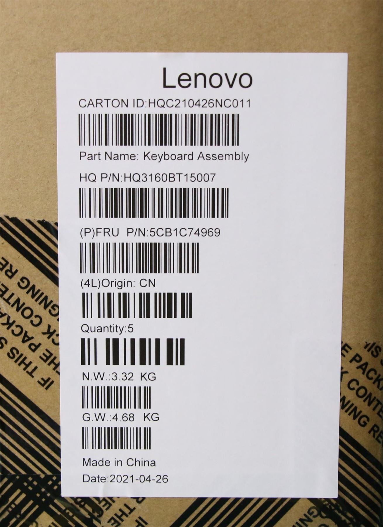 Lenovo IdeaPad 5 16ACH6 Palmrest Cover Touchpad Keyboard Grey 5CB1C74969