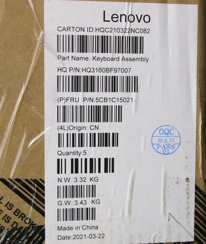 Lenovo Yoga 7-13ACN05 Keyboard Palmrest Top Cover German Grey 5CB1C15021