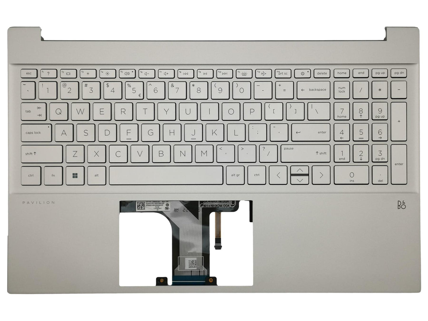 HP Pavilion 15-EG 15-EH Palmrest Cover Keyboard Dutch Silver Backlit M08912-B31