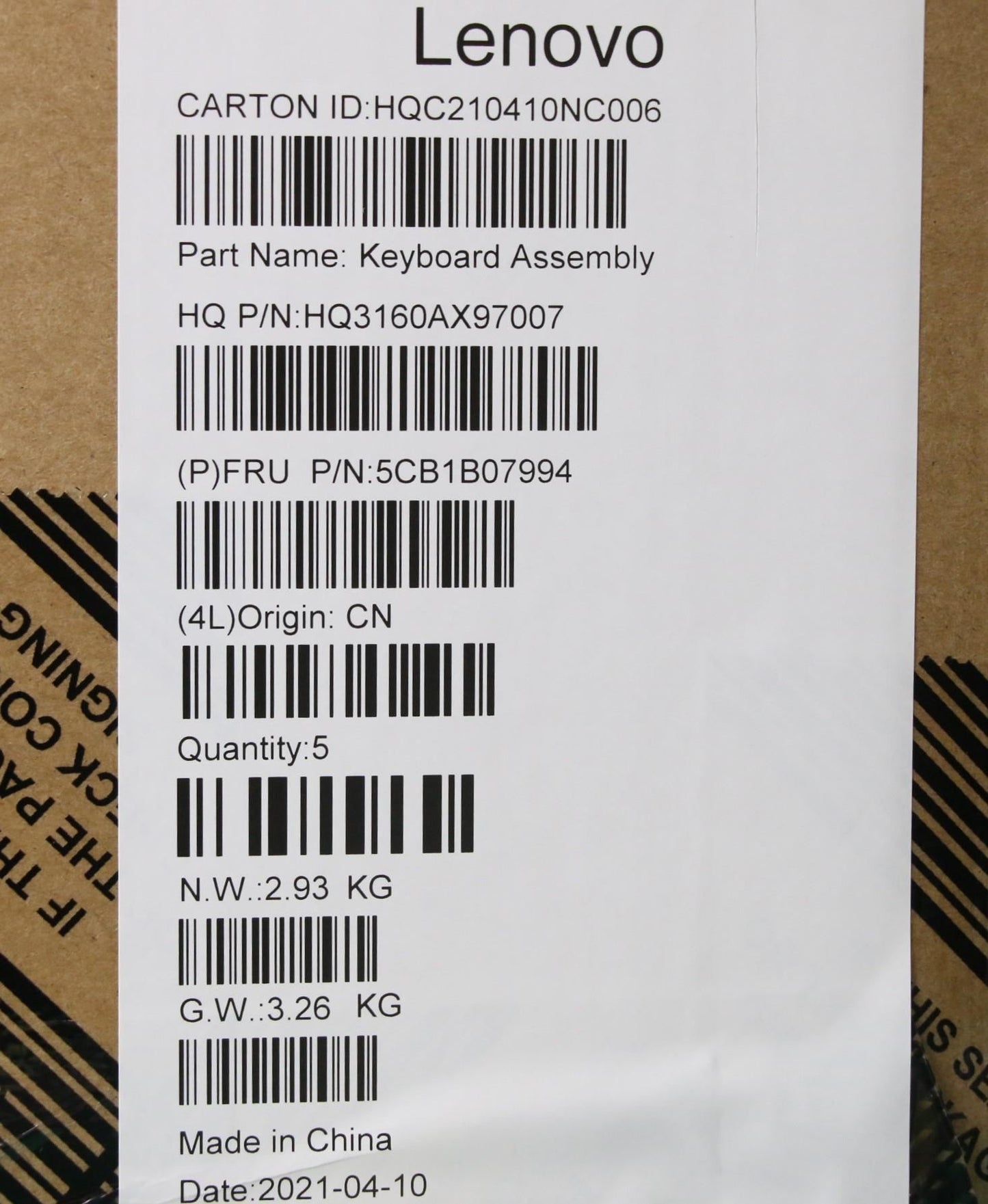 Lenovo IdeaPad 7 13ITL5 Keyboard Palmrest Top Cover French Moon White 5CB1B07994
