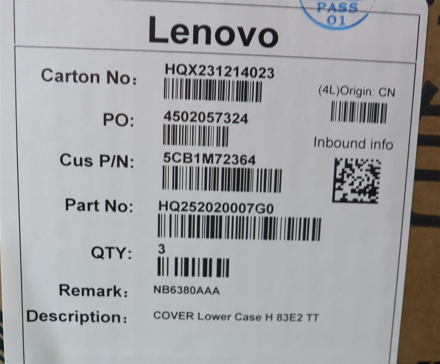 Lenovo Lower Case H 83E2 TT UMA 5CB1M72364