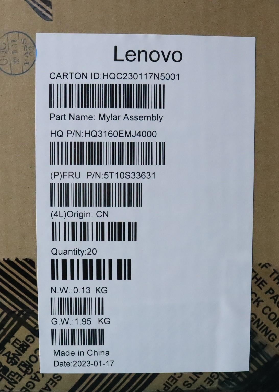 Lenovo TAPE D COVER COSTMETICS MYLAR H 83AL *5 5T10S33631