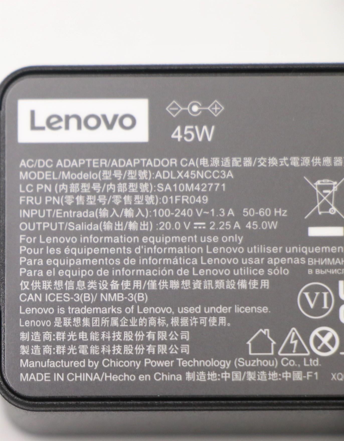 Lenovo Chromebook V15 G2 IJL N22-20 Touch AC Charger Adapter Power Black 01FR049