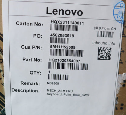 Lenovo MECH_ASM FRU Keyboard_Folio_Blue_SWS 5M11H52509