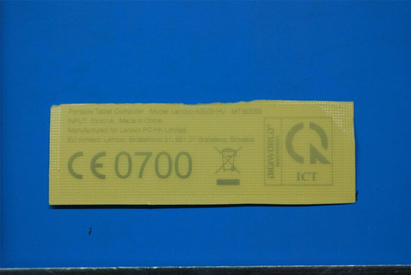 Lenovo A3500 Rating Label-V&*70152344 CS 5L19A6N3DA