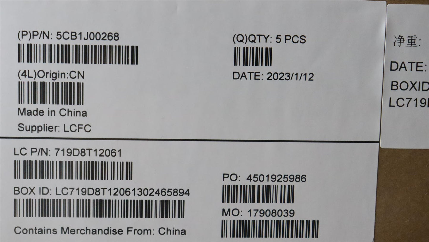 Lenovo Upper Case ASM_PORL82SFFP_AB_BL_PC 5CB1J00268