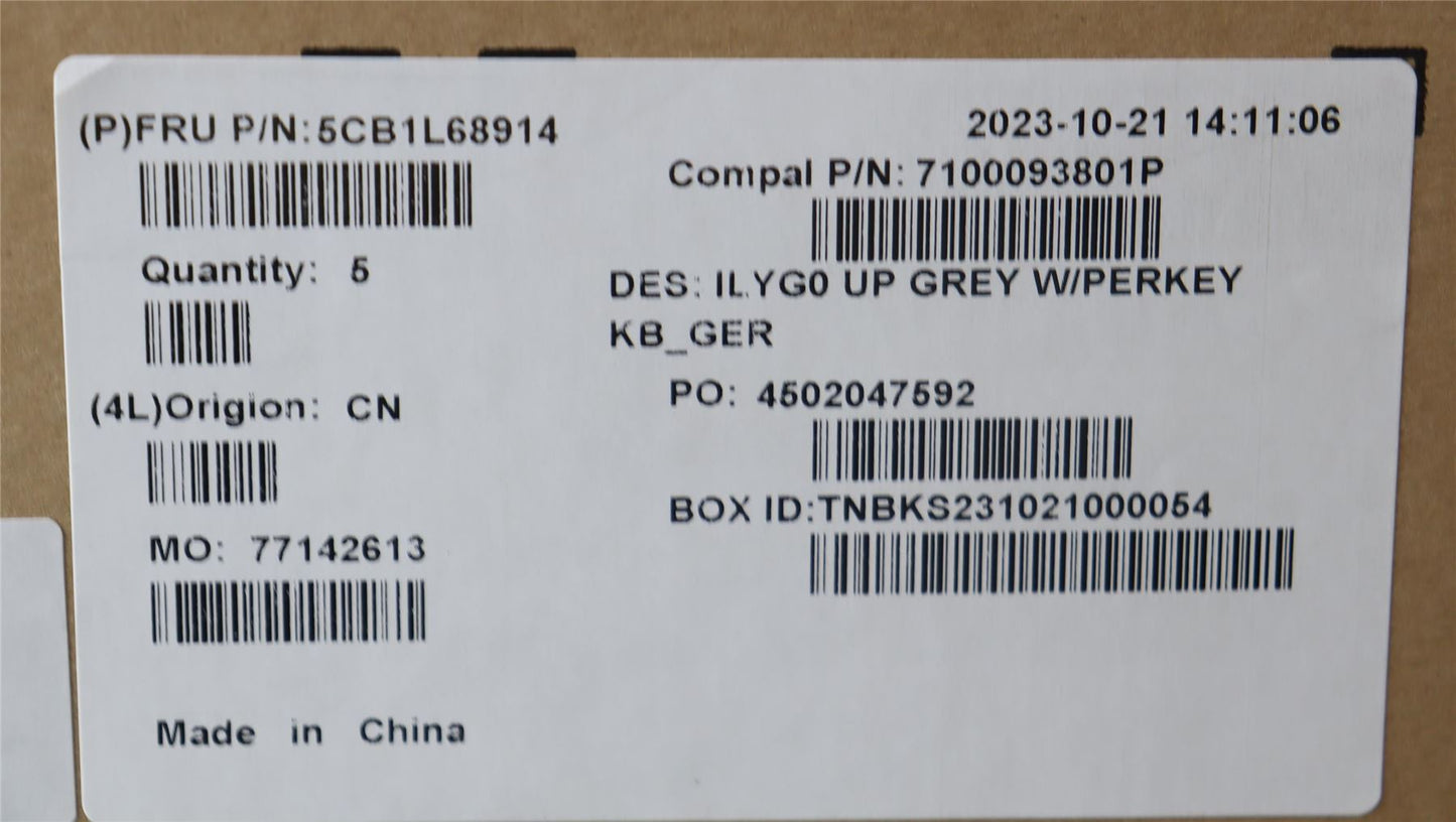 Lenovo Upper Case ASM_GER C 82Y4 RGB 5CB1L68914