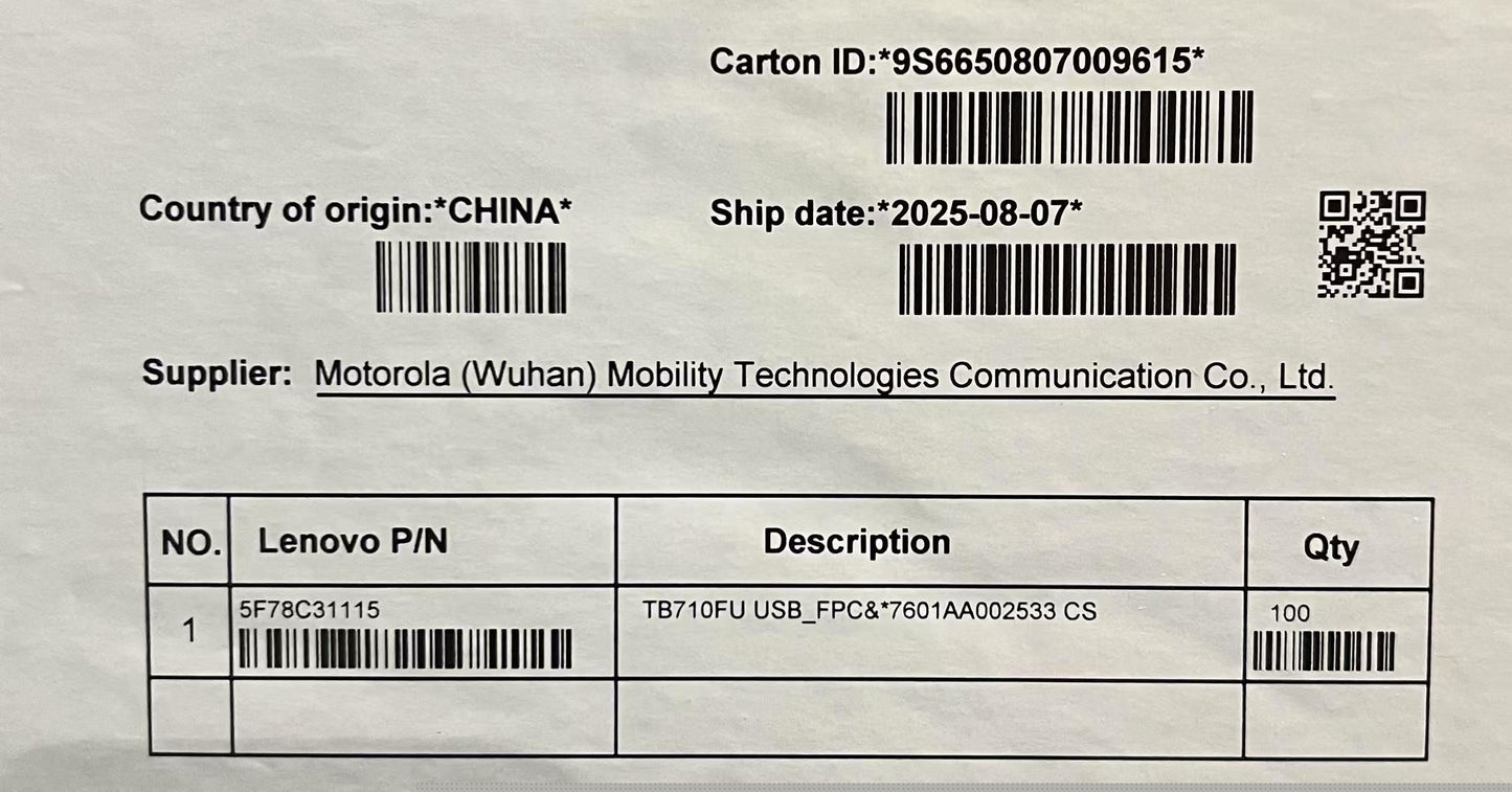 Lenovo TB710FU USB_FPC&*7601AA002533 CS USB FPC Board 5F78C31115