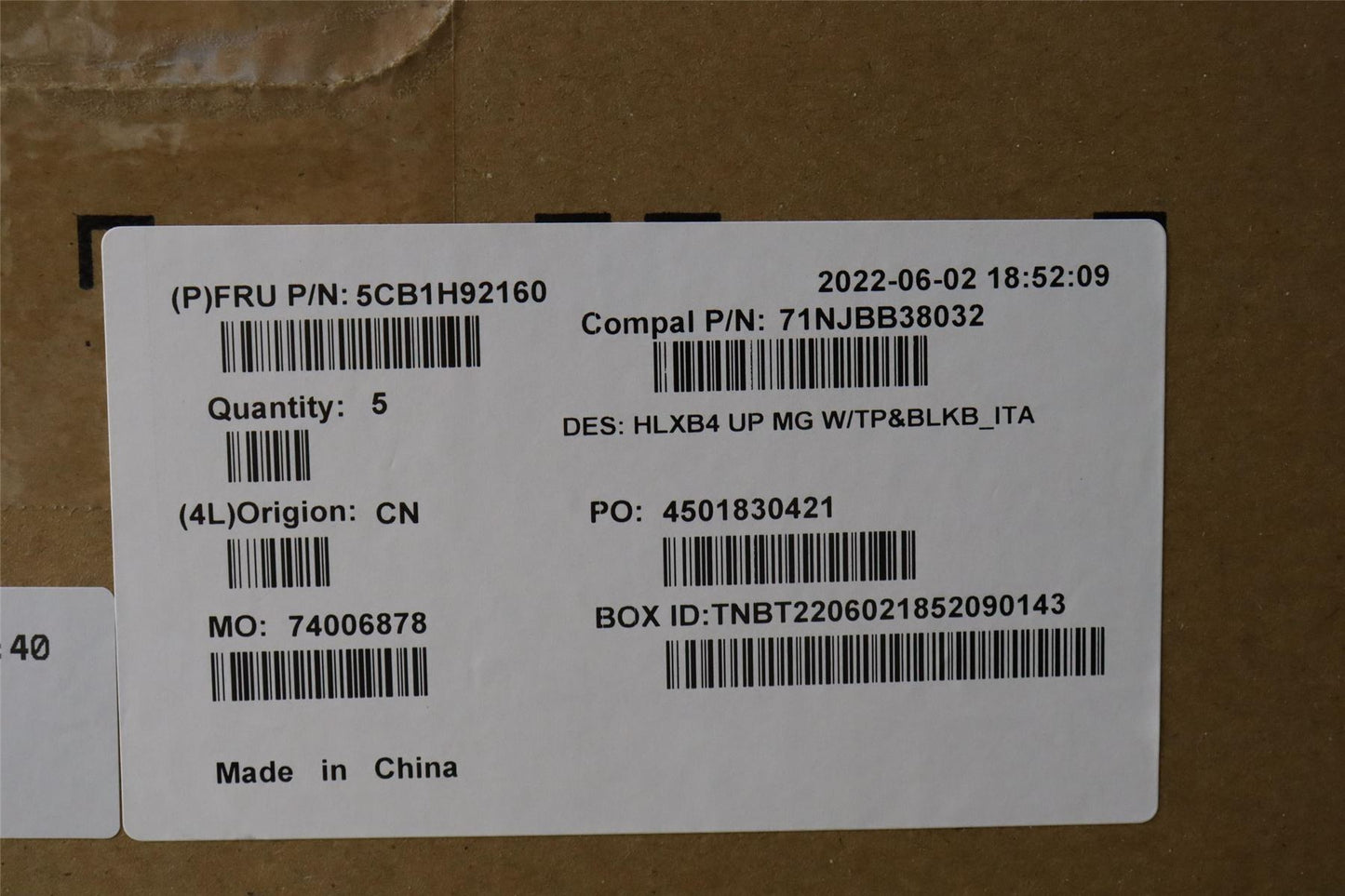 Lenovo ThinkBook 14 G4 ABA Palmrest Cover Touchpad Keyboard Italian 5CB1H92160