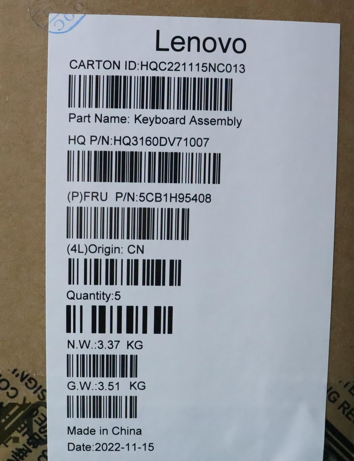 Lenovo Upper Case ASM_FRA H 82SK CLGY UMA 5CB1H95408