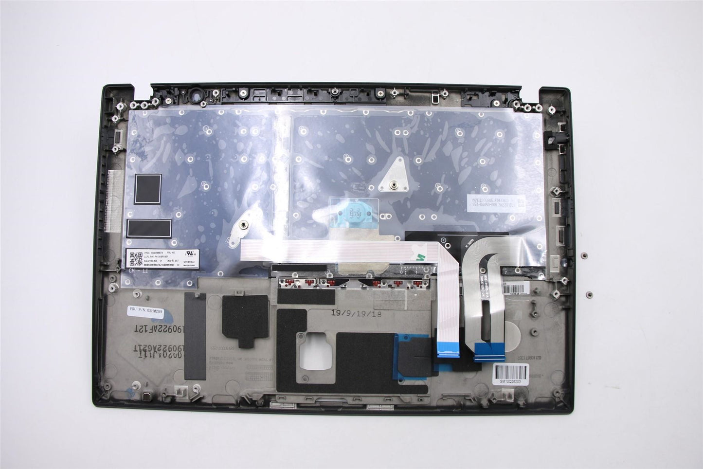 Lenovo ThinkPad T490s Keyboard Palmrest Top Cover Estonian Black Backlit 02HM209