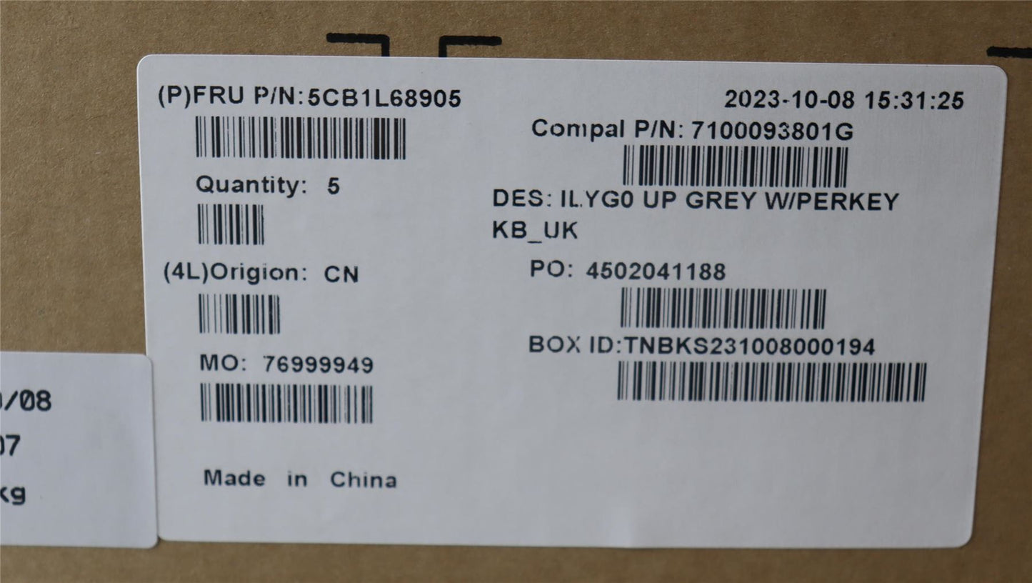Lenovo Legion S7 16APH8 Keyboard Palmrest Top Cover UK Grey Backlit 5CB1L68905