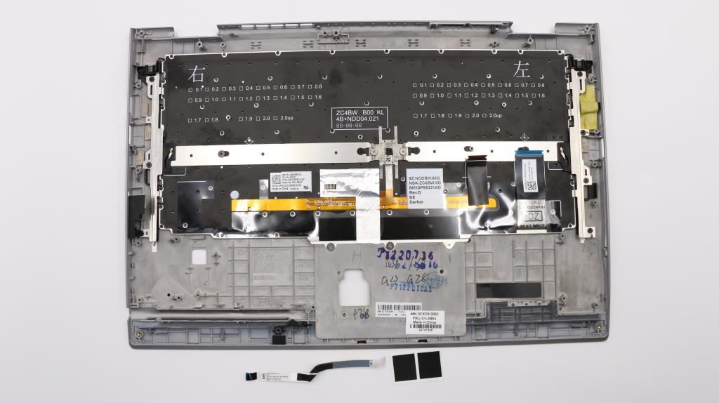 Lenovo Yoga X1 3rd Gen Keyboard Palmrest Top Cover Danish Silver Backlit 01LX953
