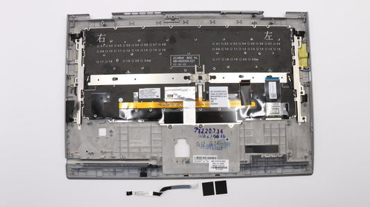 Lenovo Yoga X1 3rd Gen Keyboard Palmrest Top Cover Danish Silver Backlit 01LX953