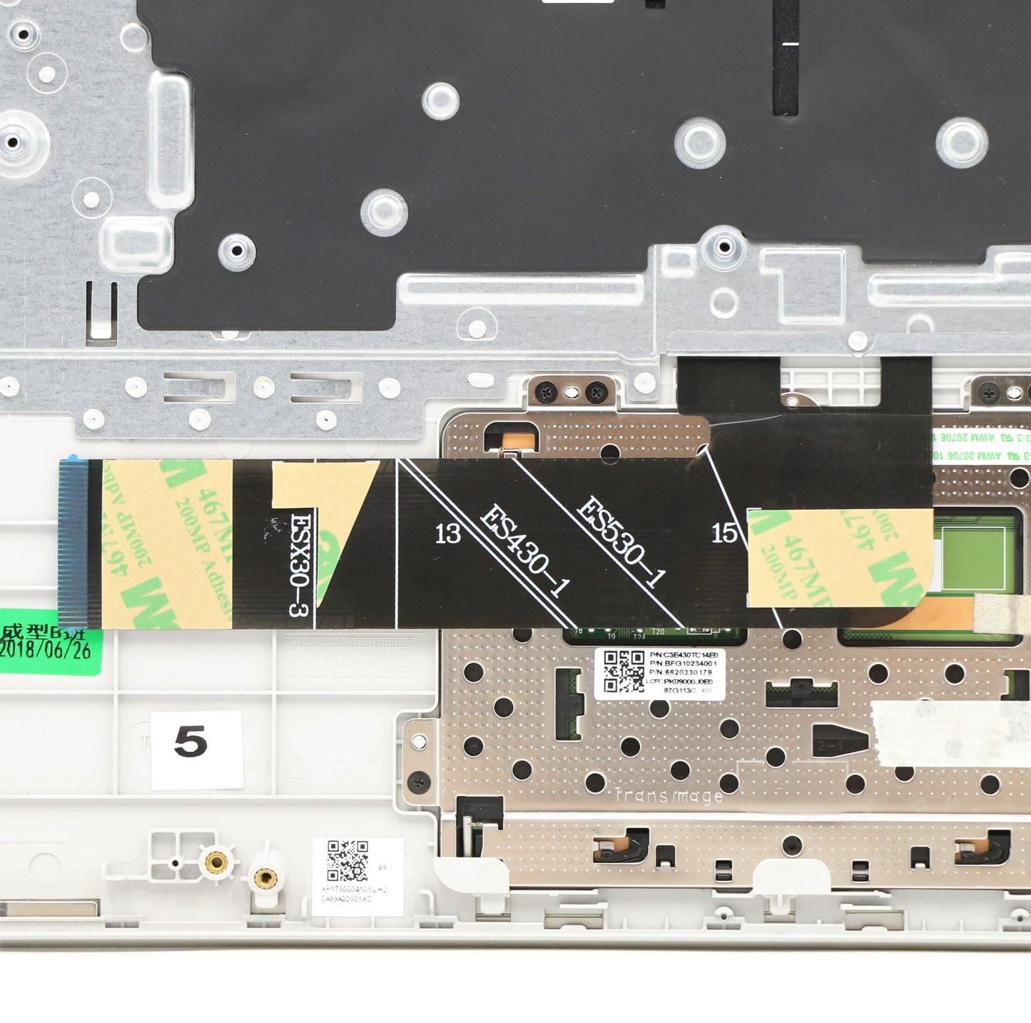 Lenovo Yoga 530-14IKB Keyboard Palmrest Top Cover Spanish Silver 5CB0R08880