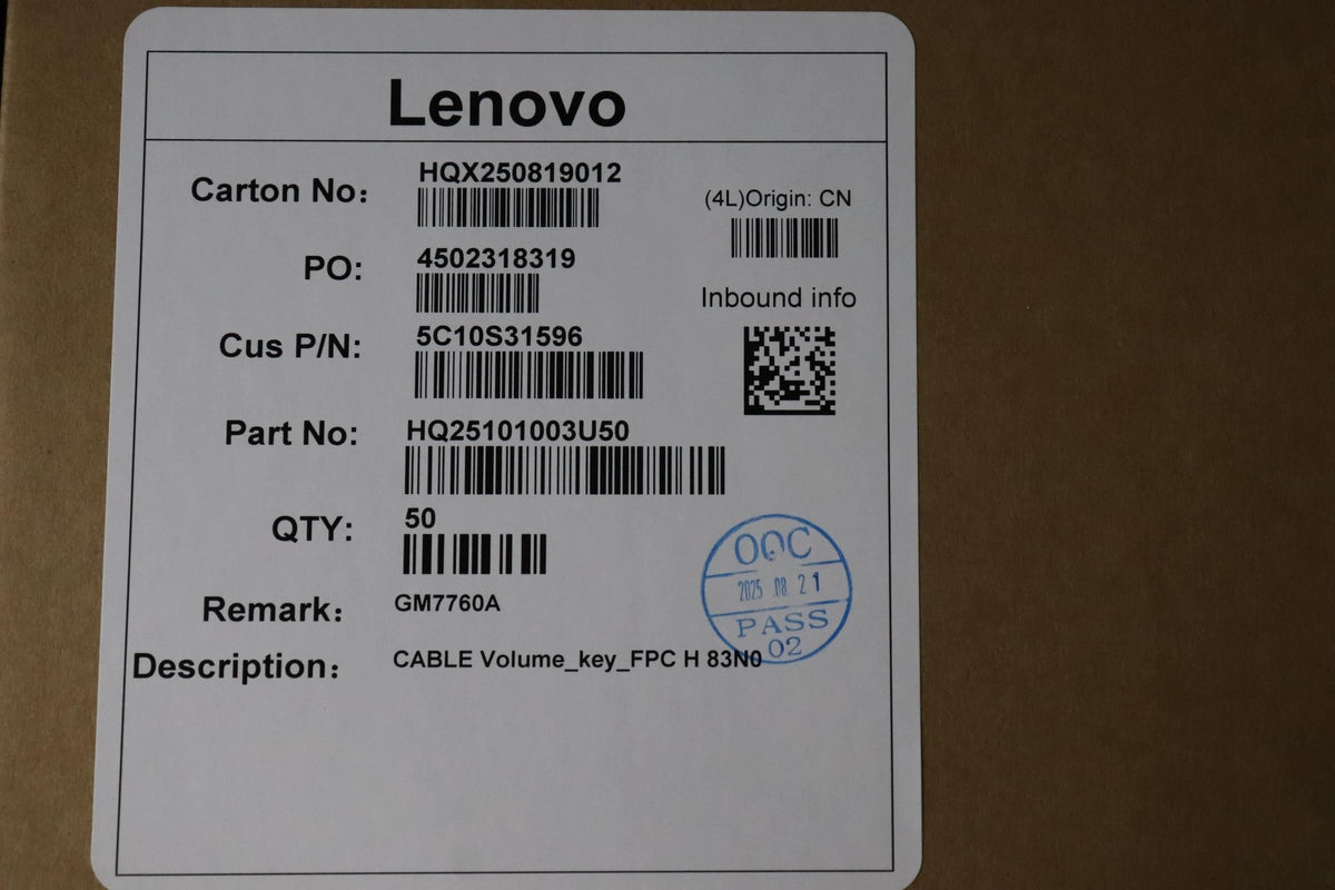Lenovo Volume_key_FPC H 83N0 FPC Cable 5C10S31596