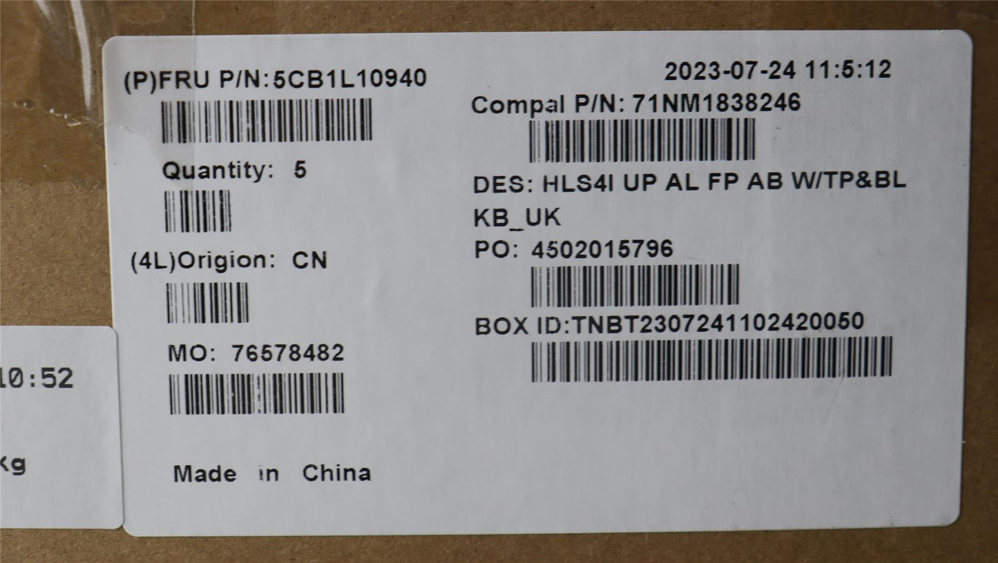 Lenovo UpperCase_UKE C82XD FP AB BL AL 5CB1L10940