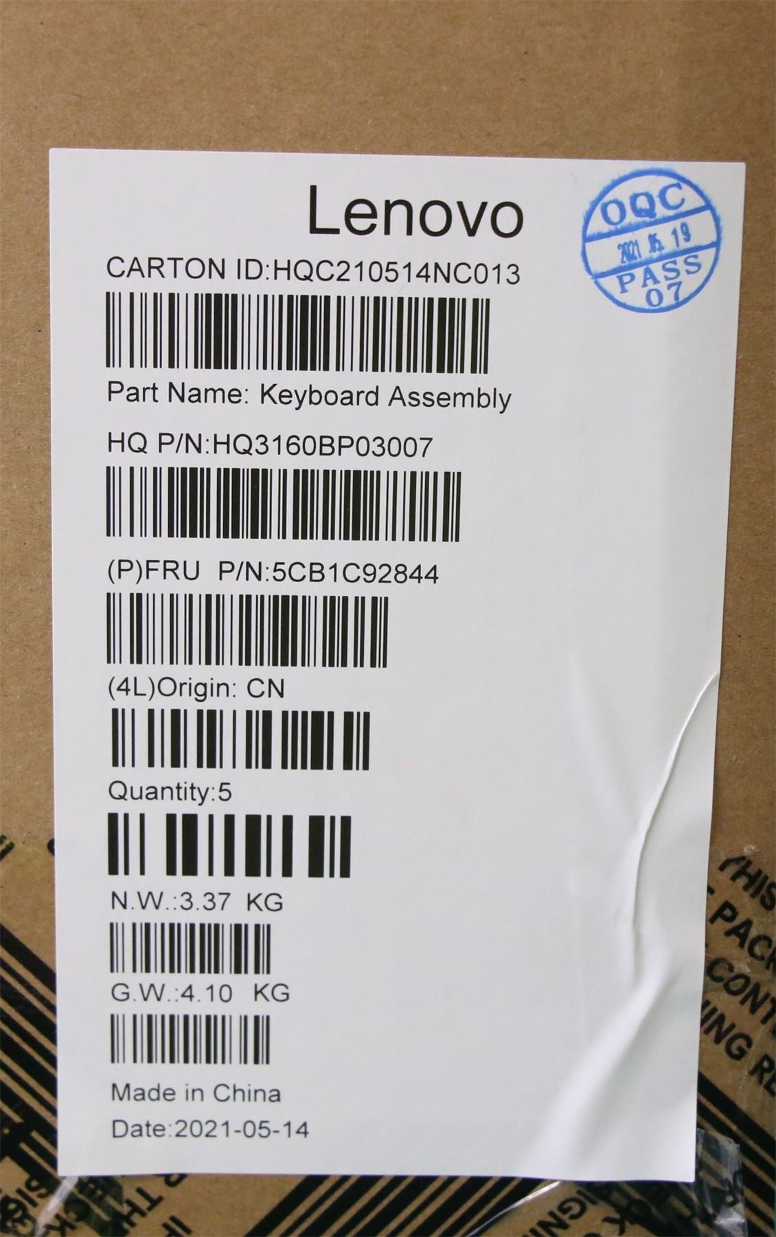 Lenovo IdeaPad 3 14M836 Palmrest Cover Touchpad Keyboard UK Europe 5CB1C92844