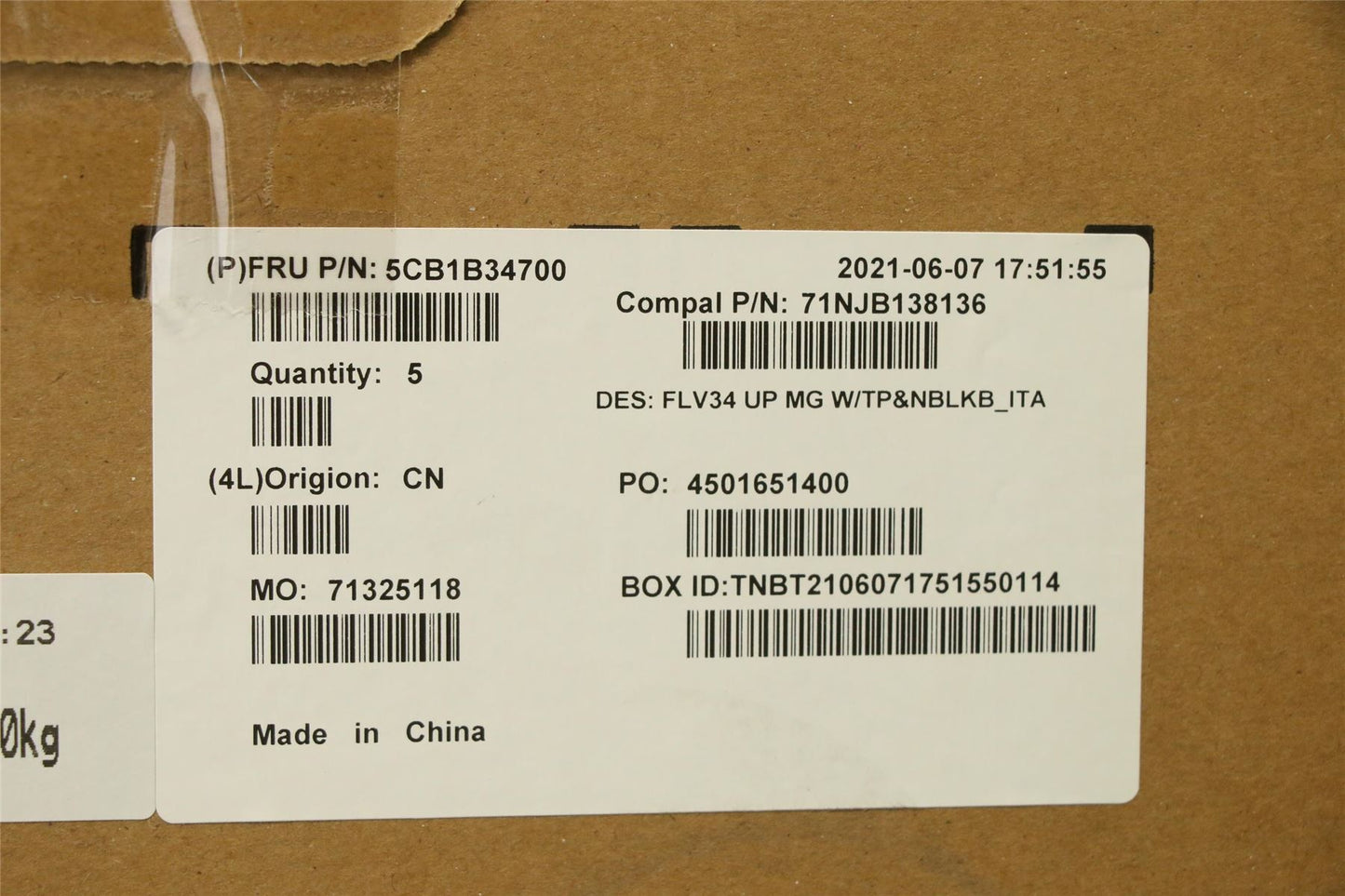 Lenovo ThinkBook 14 G2 ITL Palmrest Cover Touchpad Keyboard Italian 5CB1B34700