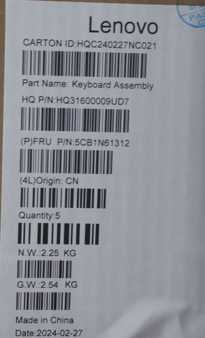 Lenovo Upper Case ASM_GRE H83DR LG STO GY 5CB1N61312