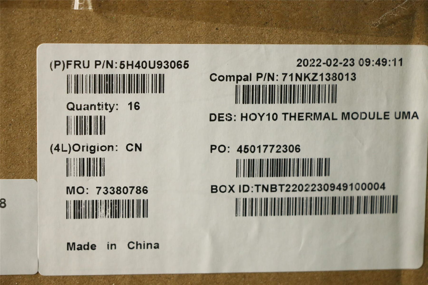 Lenovo 5H40U93065 UMA Thermal Module