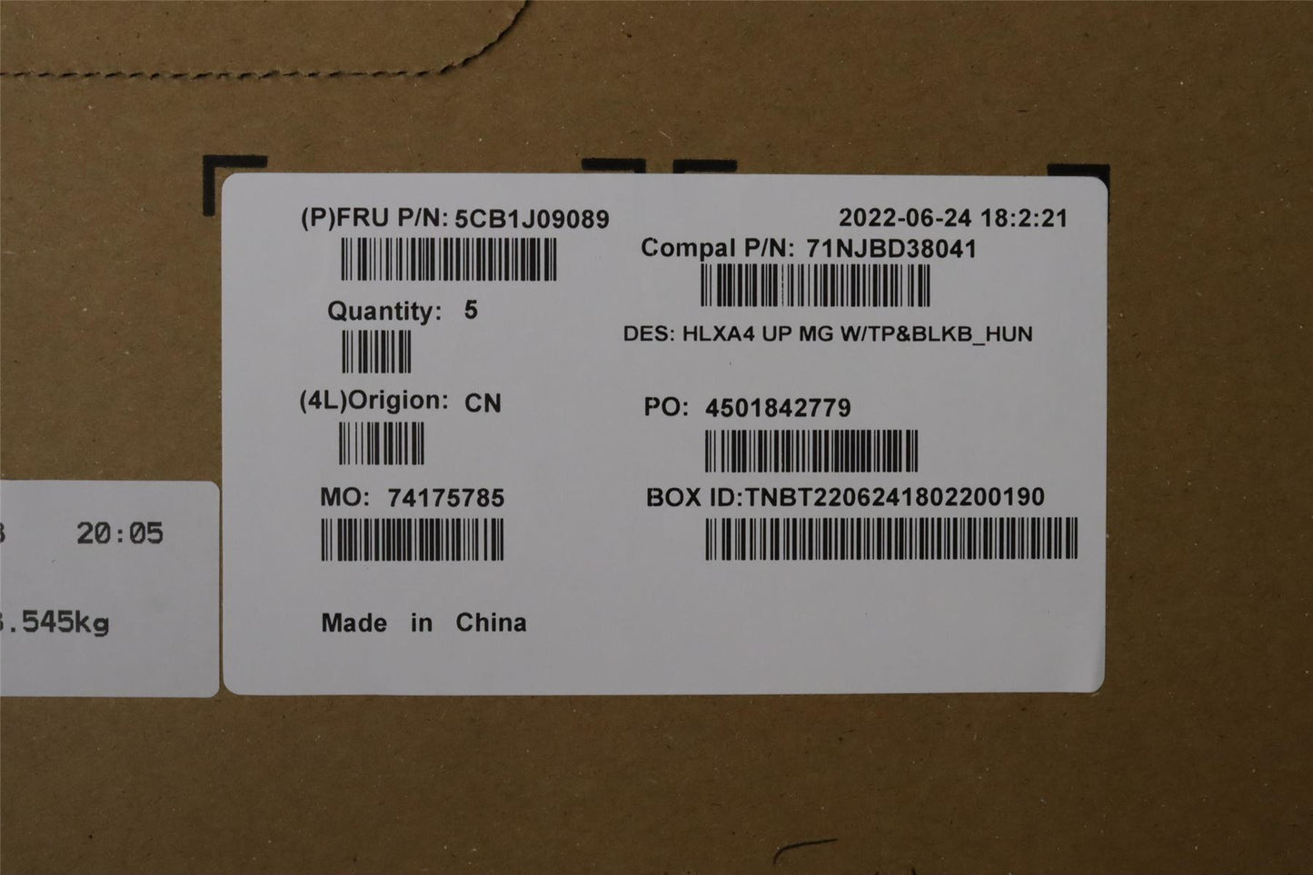 Lenovo ThinkBook 14 G4 IAP Palmrest Cover Touchpad Keyboard Hungarian 5CB1J09089