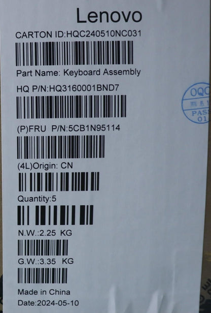 Lenovo Upper Case ASM NORDIC H 83DS FP CB 5CB1N95114