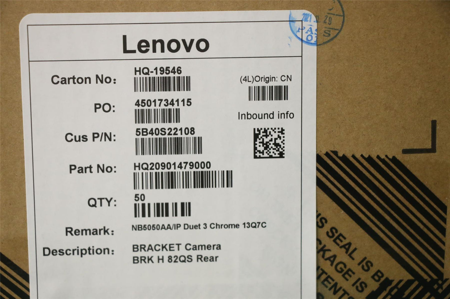 Lenovo Camera BRK H 82QS Rear 5B40S22108