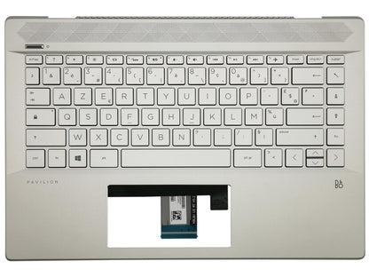 HP Pavilion 14-CE Palmrest Cover Keyboard French Silver Backlit L19191-051