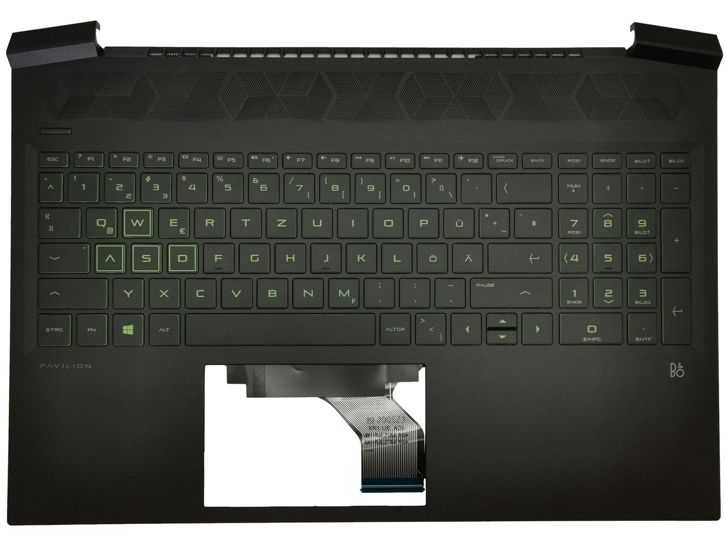 Genuine HP Gaming 16-A Palmrest Cover Keyboard German Black Backlit M02039-041